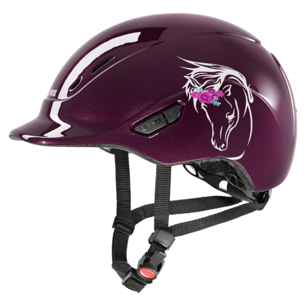 Uvex Kidoxx Flower Ridehjelm Burgundy 1 Uvex Kidoxx Flower Ridehjelm