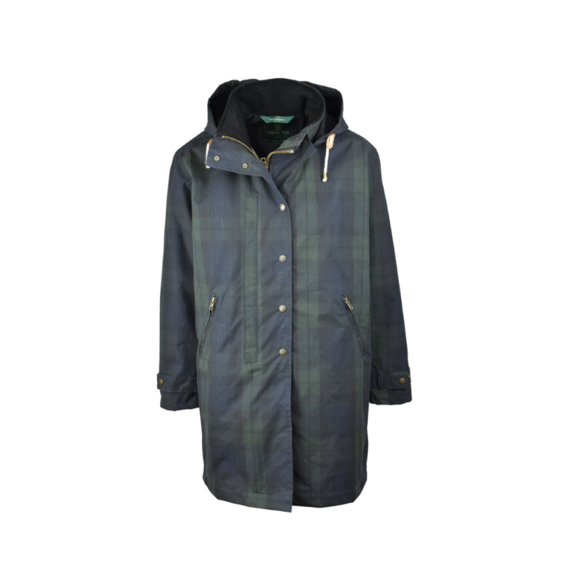 Katrina Wax Jakke Blackwatch Oxford Blue Brighton Tartan Washwax Parka
